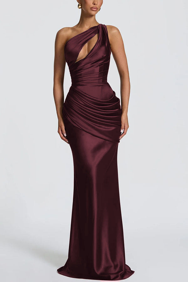 Women’s One-Shoulder Satin Fishtail Evening Dress